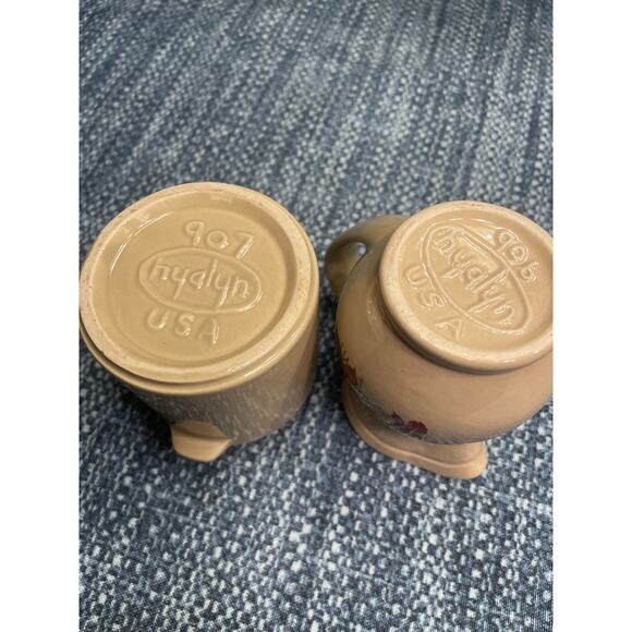 Vintage Hyalyn Autumn Flowers creamer and sugar crock vintage like new - Picture 3 of 3